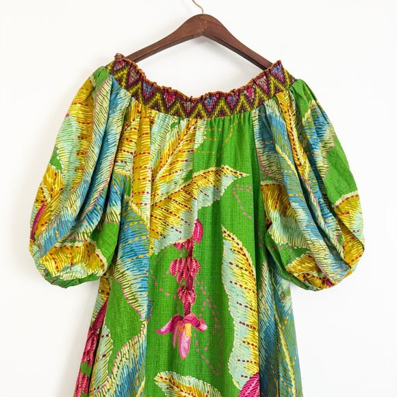 FARM RIO Banana Leaves Off Shoulder Midi Dress Small S - Picture 10 of 13